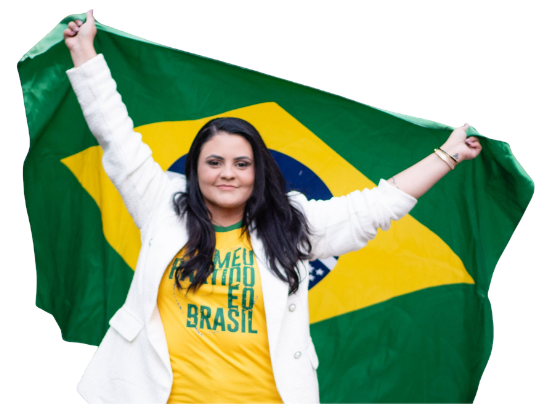 Roberta Lopes, pré-candidata a Deputada Estadual, com a bandeira do Brasil