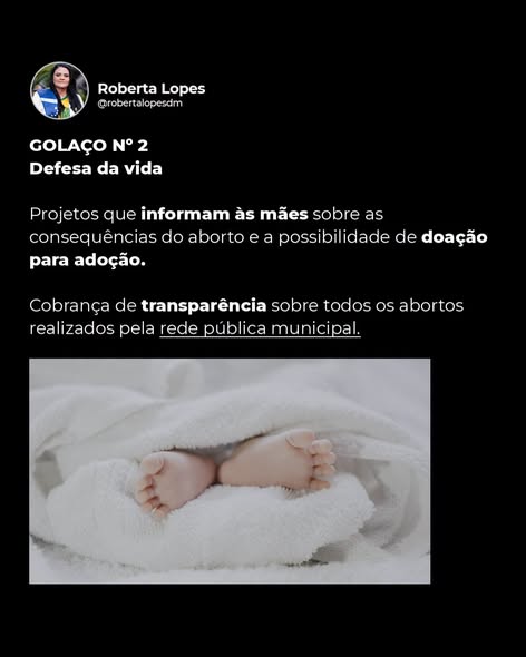 Defesa da vida — projetos de informação às mães e transparência sobre abortos na rede pública